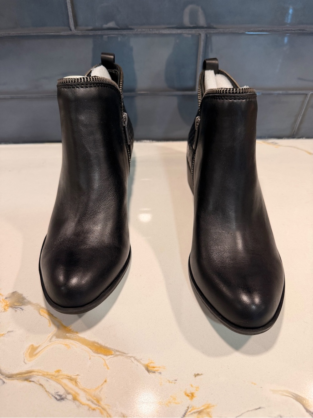 Lucky Brand Black Leather Ankle Booties with Side Zipper